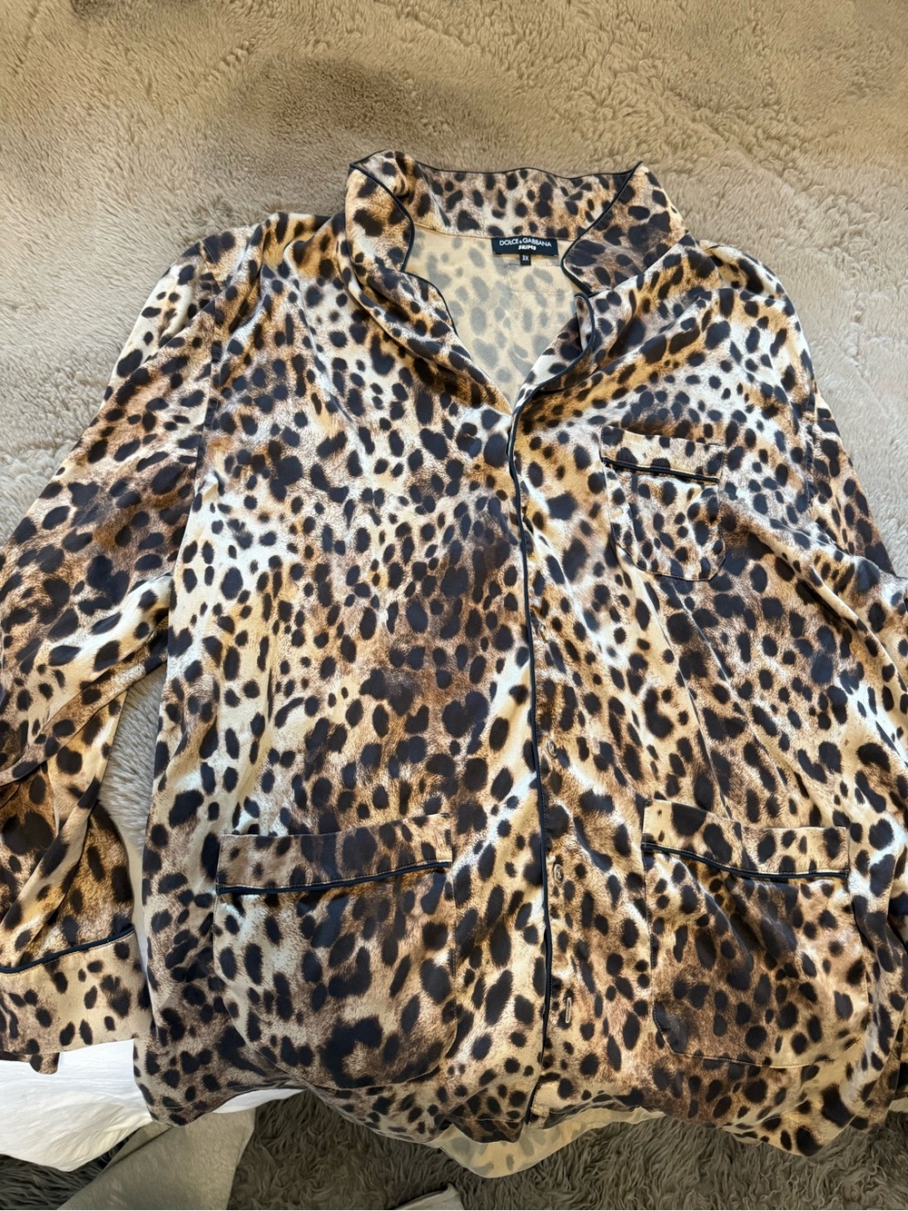Dolce & Gabbana x SKIMS Leopard Silk Pajama Set | Limited Edition | Size 3X